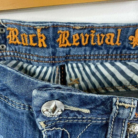 Rock Revival Jeans Hazel Straight Denim Blue Flap Pockets Womens Size 29 x 29 - Picture 6 of 7